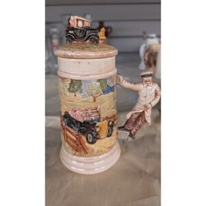 Collector Steins-vintage Car Beer Stein Hand Painted By Pam Jennings Made In USA